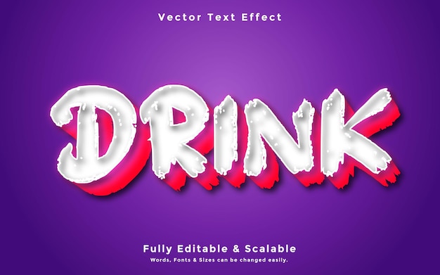 Drink 3d bewerkbaar teksteffect vectorbestand