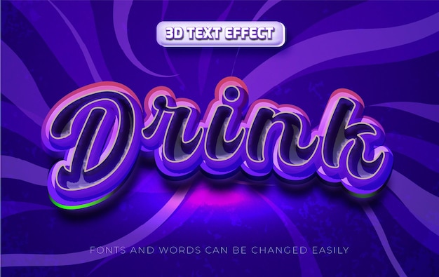 Drink 3d editable text effect style