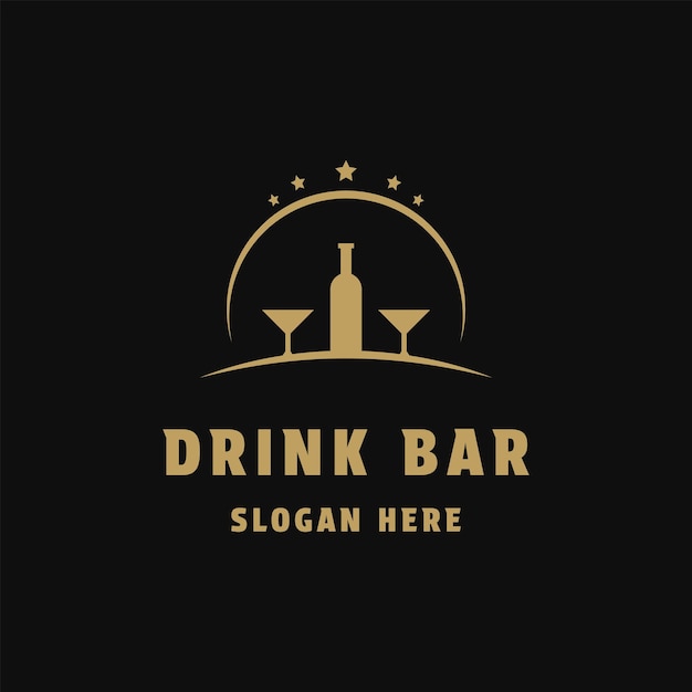 Vector drink bar restaurant logo design concept