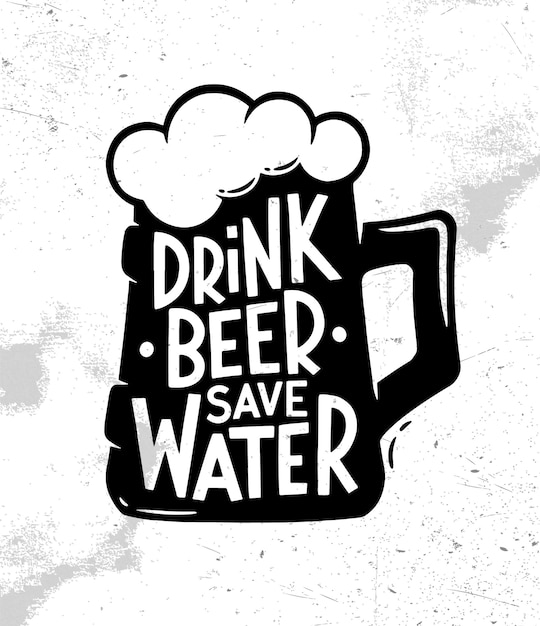 Drink bier save water retro vintage logo label poster typografie design