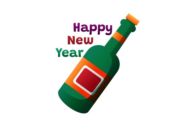 Drink Bottle New Year Party Sticker