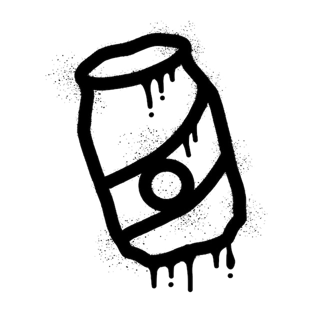 Drink can graffiti drawn with black spray paint