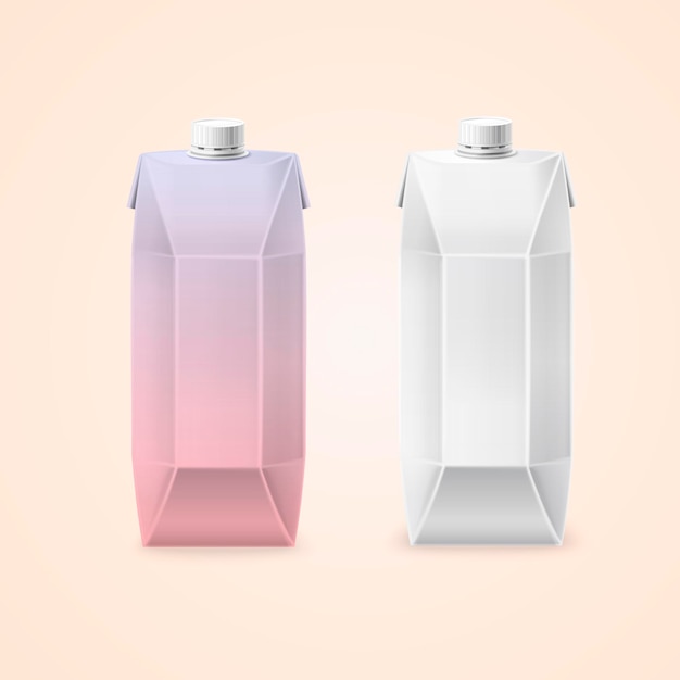 Vector drink carton boxes, 3d illustration