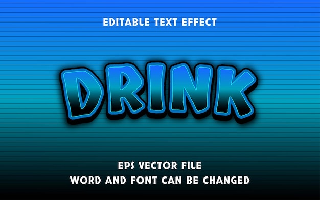 Vector drink editable text effect design