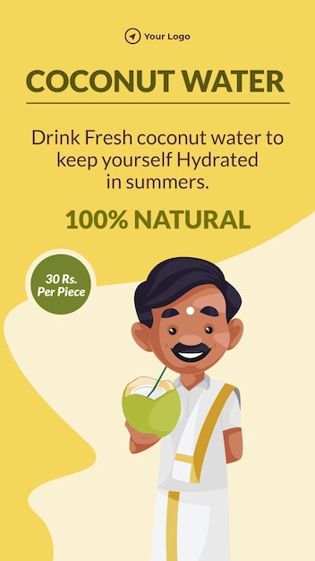 Drink fresh coconut water portrait template design