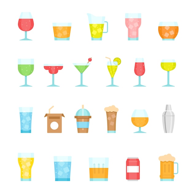 Vector drink and glass color flat icon