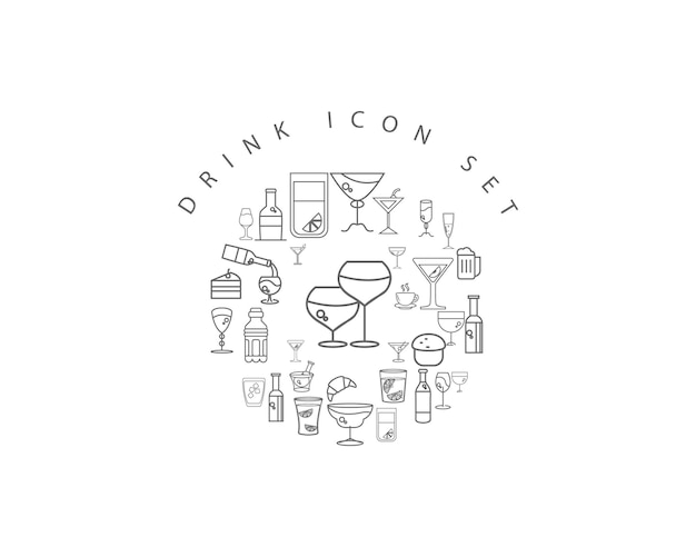 Drink icon set design