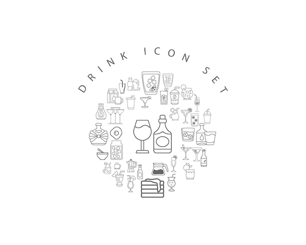 Drink icon set design