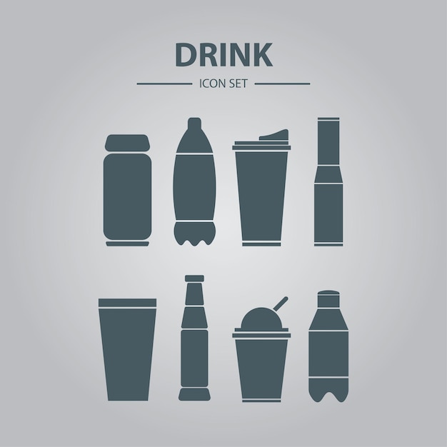 Векторная иллюстрация набора иконок напитков
