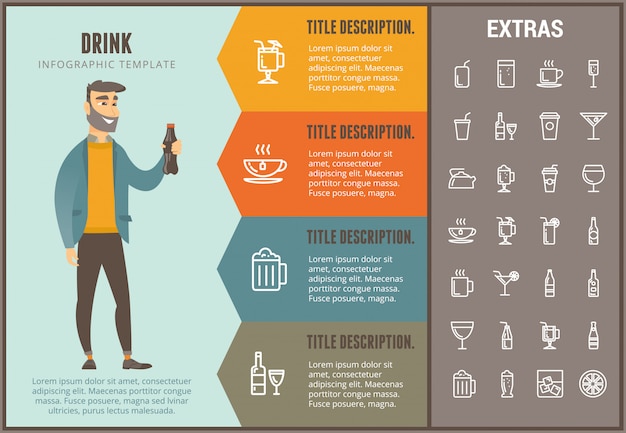 Drink infographic template, elements and icons