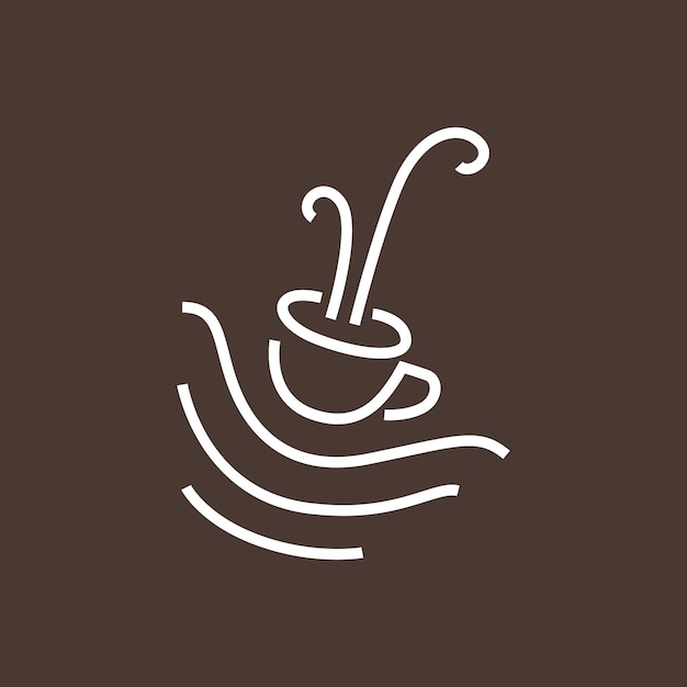 Drink kopje koffie ontspannen dag strand water minimalistische lijn moderne logo ontwerp vector