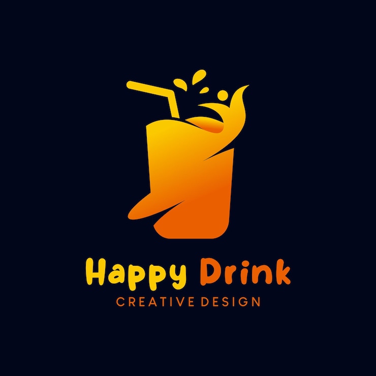 Vector drink logo design happy drink with orange color creative concept