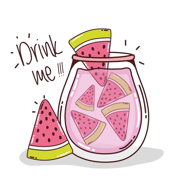 Drink me leuke cartoons van watermeloenen