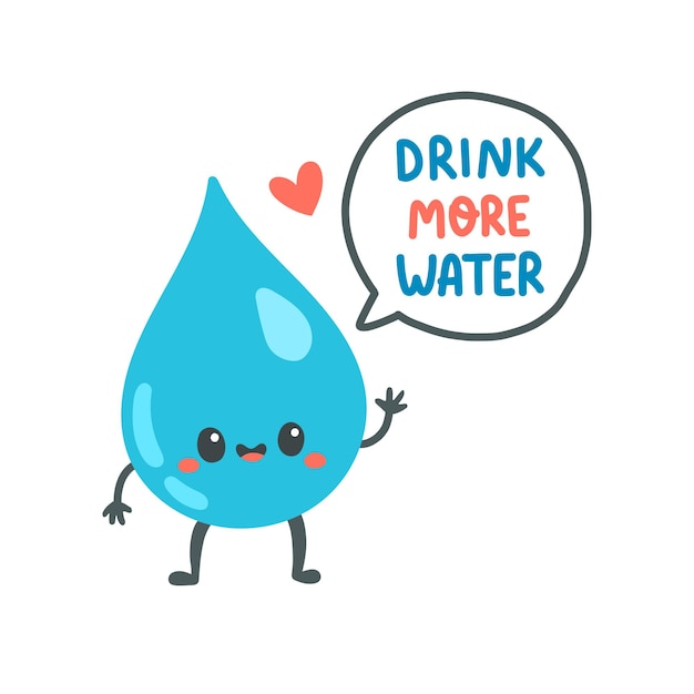 Drink meer water citaat plat ontwerp vectorillustratie