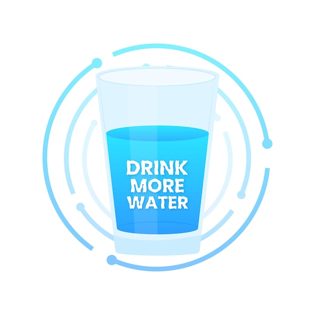 Drink meer water glas water gezonde levensstijl vector stock illustratie