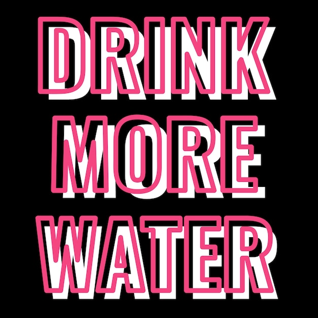 Drink more water lettering phrase.Banner, postcard, poster, and stickers. Vector illustration.