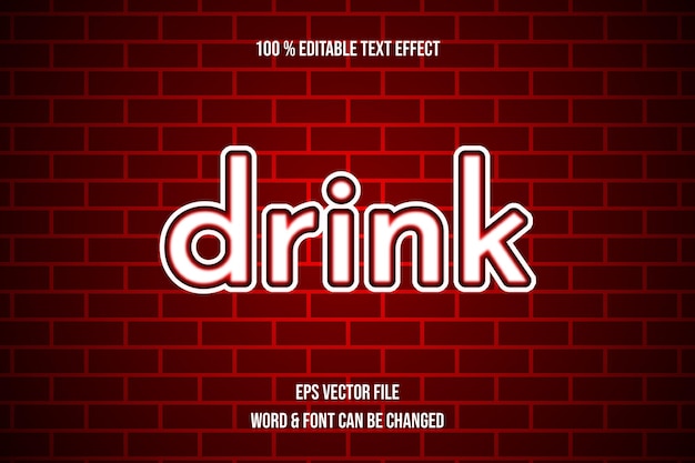 Drink neon text effect design