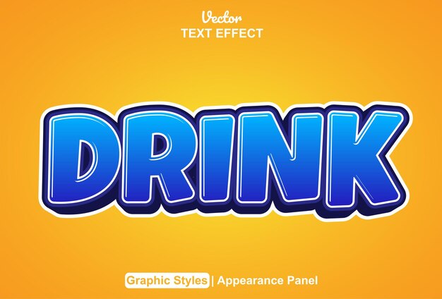 Drink text effect with graphic style and editable