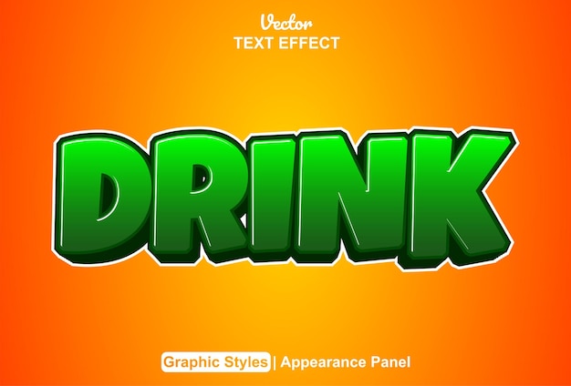 Drink text effect with graphic style and editable