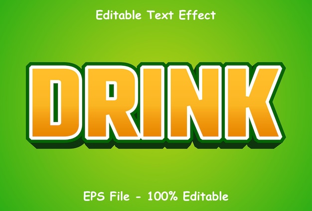 Vector drink text effect with green color editable 3d style