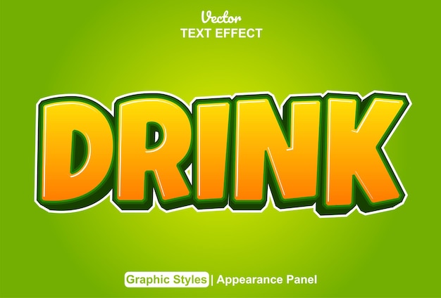 Vector drink text effect with orange graphic style and editable