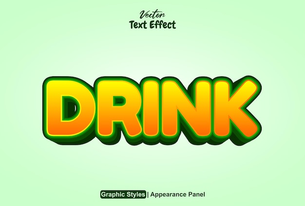 Vector drink text effect with orange graphic style and editable