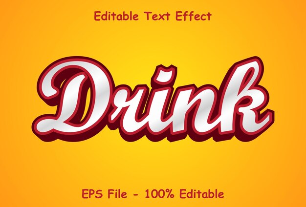 Drink text effect with yellow color editable 3d style