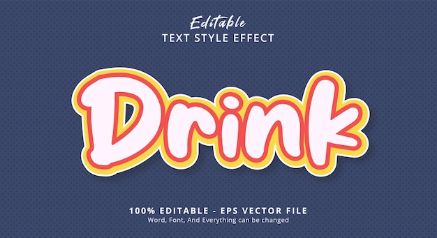 Vector drink text style effect editable text effect