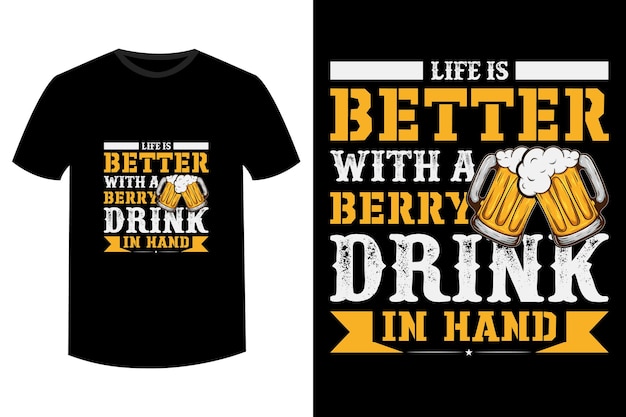 Vector drink up cheer up tshirt design pale larger berr brown paleale plsener garman t shirt