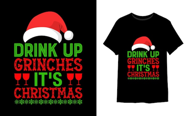 グリンチを飲み干すのはクリスマスのTシャツのデザインです