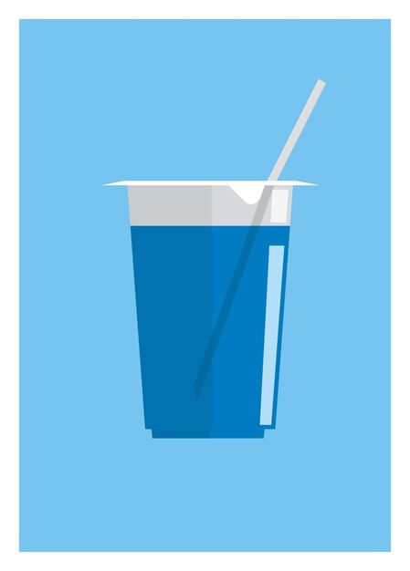 Vector drink water in a plastic cup simple flat illustration