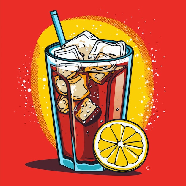 Vector drink with lemon comic cartoon pop art retro vector illustration