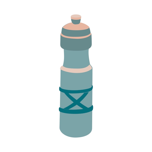 Drinking bottle with a soft blue color and flat design illustration
