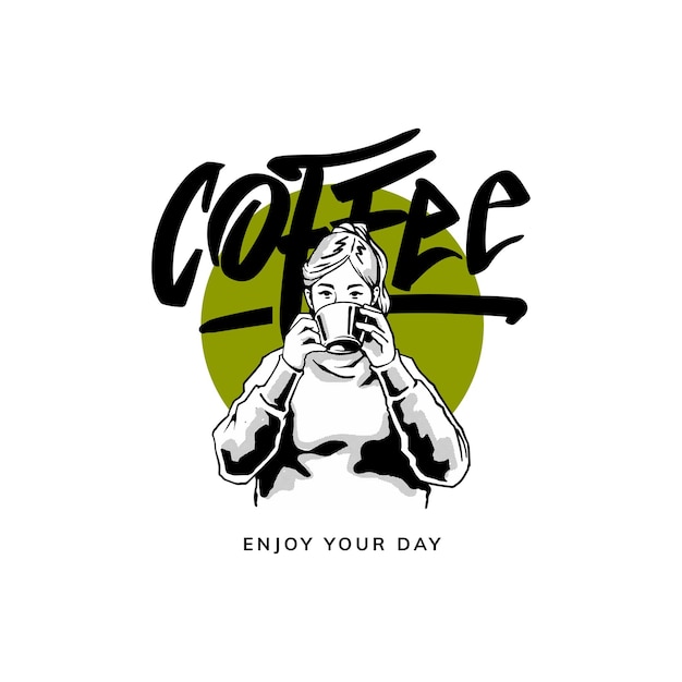 Drinking coffee artwork design