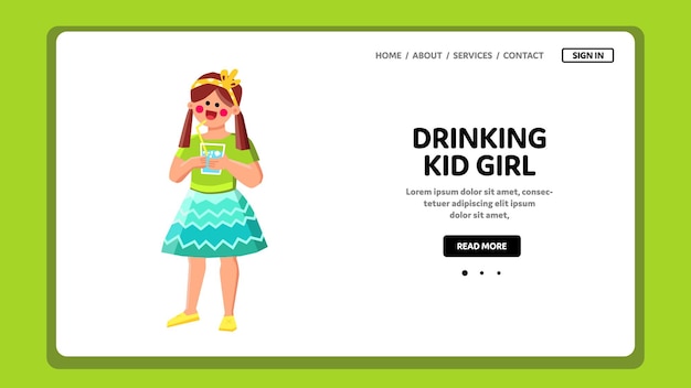 Drinking kid girl vector