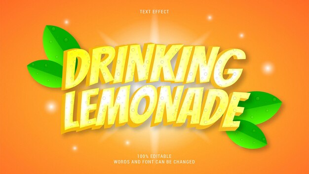 drinking lemonade text effect editable vector eps cc