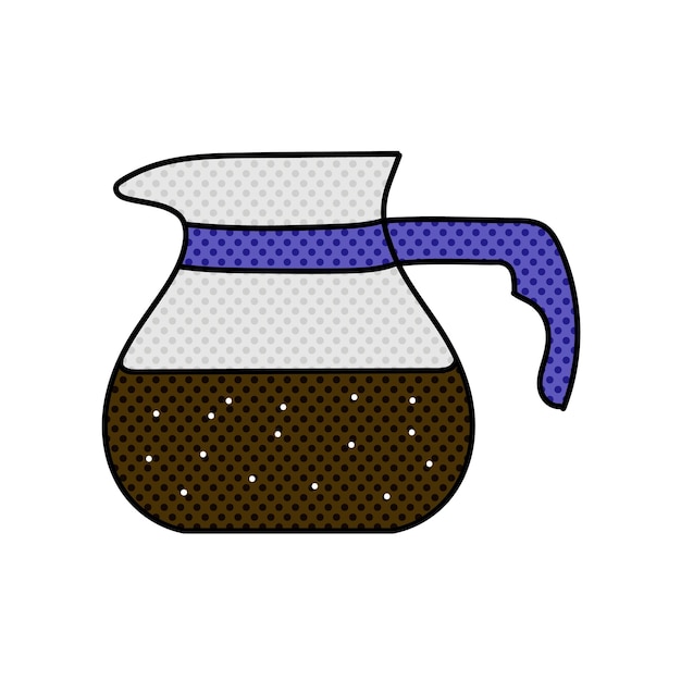 drinking serving jug halftone hand drawn color vector illustration