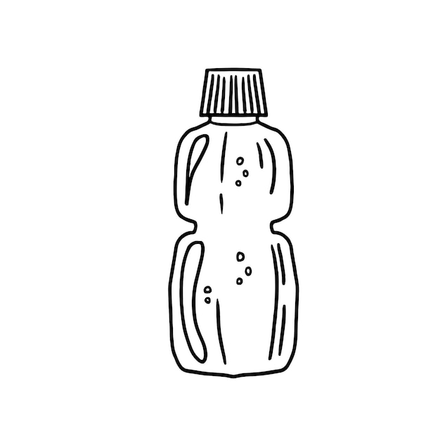 Bottiglia di acqua potabile vettore di cartoni animati e illustrazione in bianco e nero in stile schizzo disegnato a mano