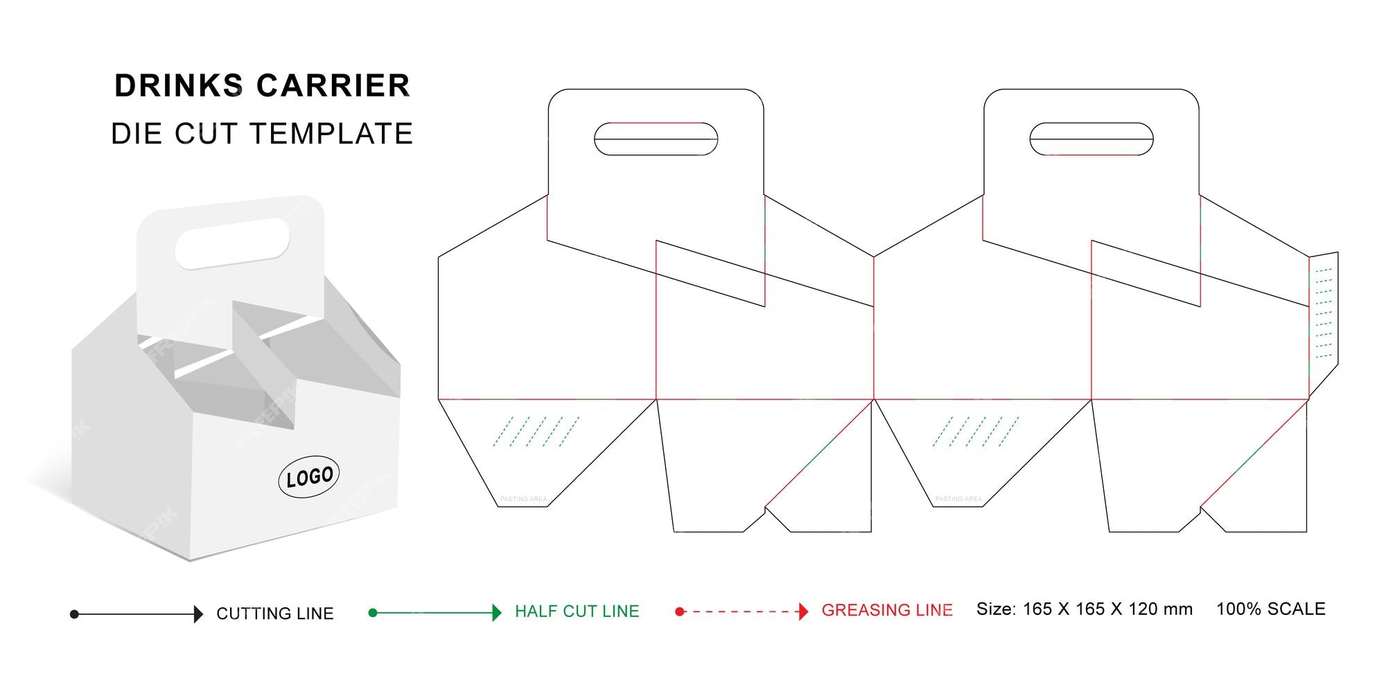 Fun template шаблон как кут. Развёртка держателя Cup Carrier. Box die Cut.