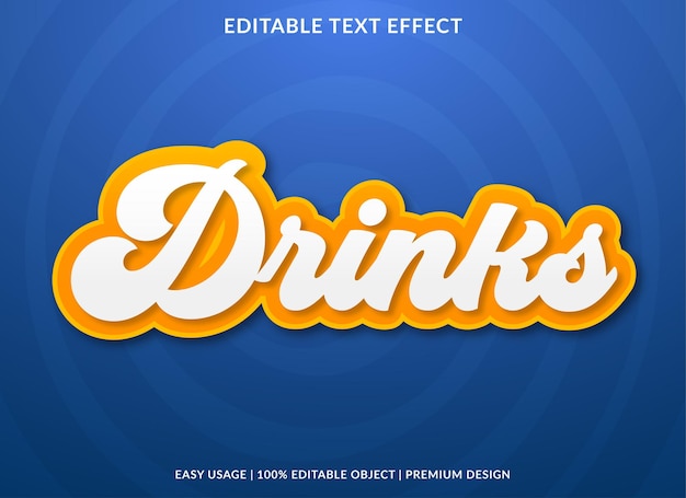 Vector drinks editable text effect template premium style