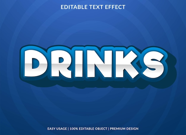 drinks text effect editable template premium vector