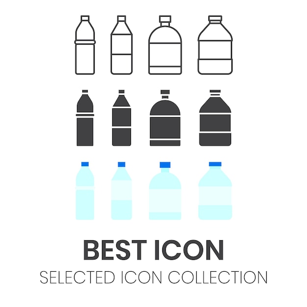 drinkwater fles vector icon set collectie
