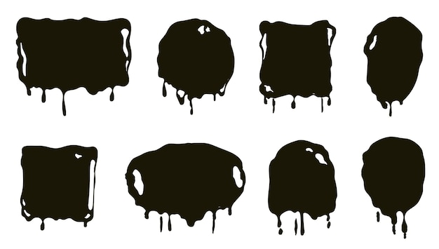 Vector drip creepy paint splat horror blot blob frame isolated set flat graphic design illustration