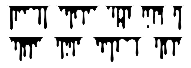 Vector drip paint drip paint silhouette set dripping liquid set vector illustration