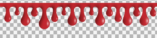 Vector dripping blood. halloween bleeding, red paint splatter, on transparent background