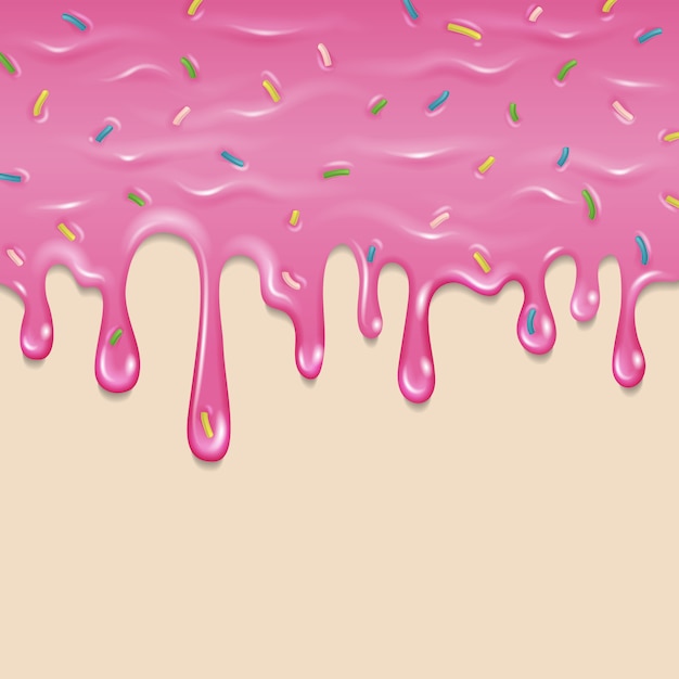 Vector dripping delicious pink doughnut seamless glaze