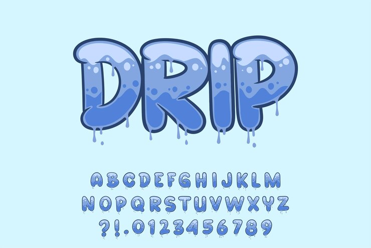 Vector dripping font alphabet alphabet blue drip dripping type cartoon vector