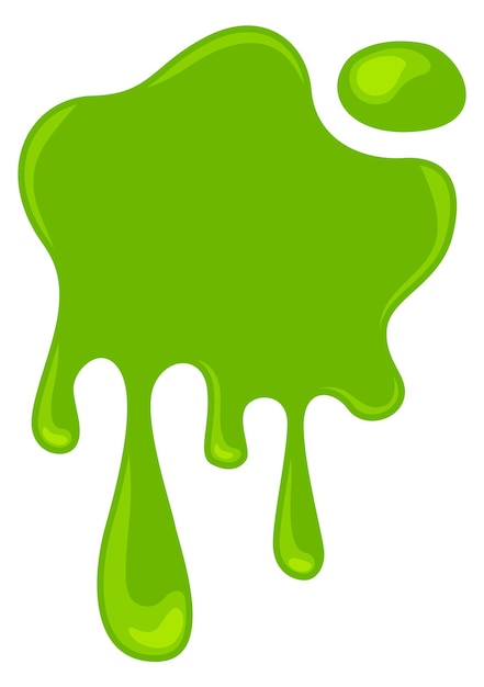 Vector dripping green slime cartoon toxic blob stain