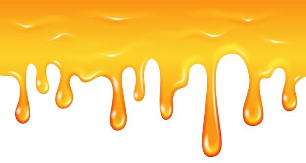 Vector dripping honey border golden liquid oil flow