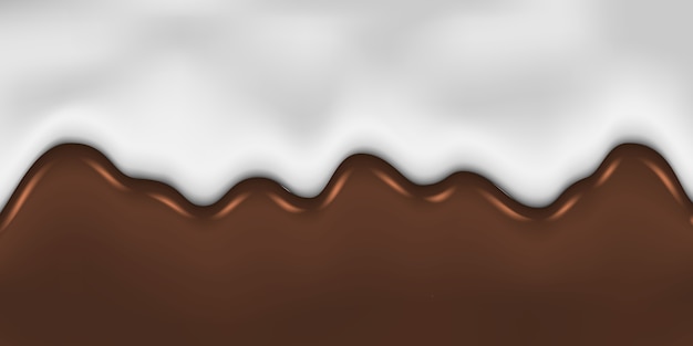 Vector dripping melted chocolate and milk background